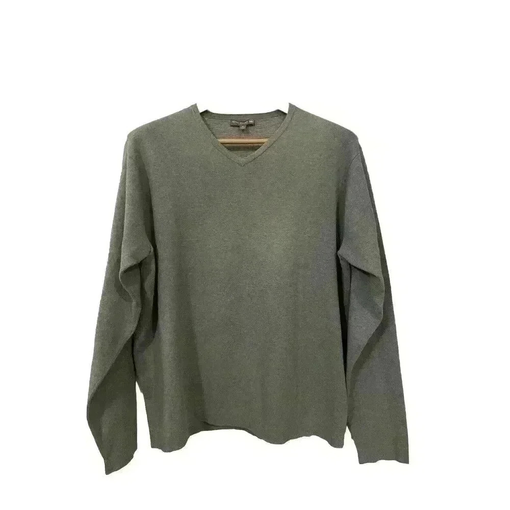 Peter Millar Crown Sport Mens Crewneck Sweater XL V-Neck Green Cotton Premium